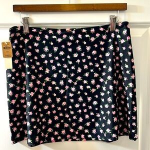 Victoria’s Secret Pink swim suit mini skirt black floral Large
